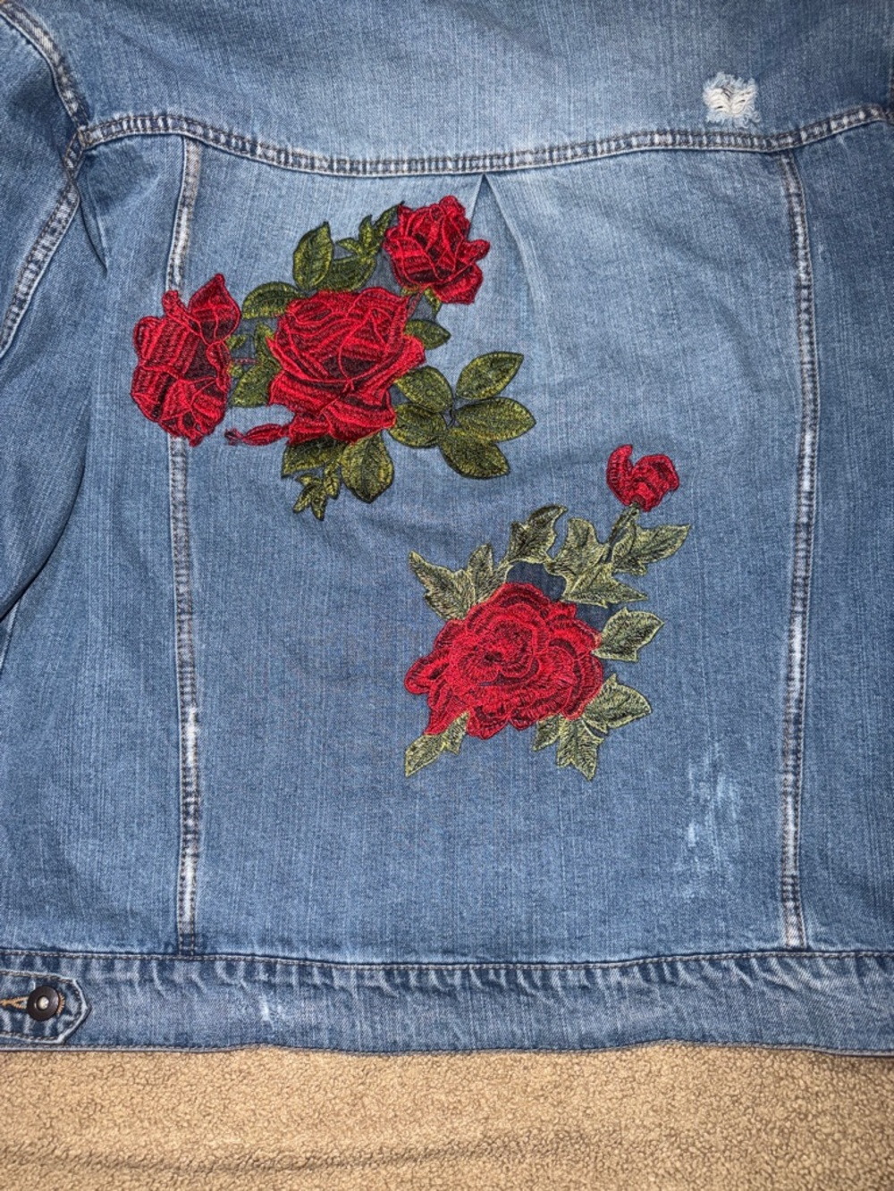 Highway Jeans Light Blue Denim Jacket with Red Rose Patch - Picture 6 of 6